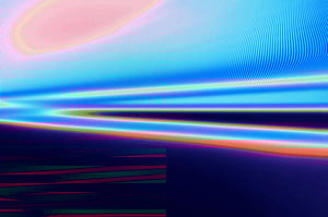 Abstract image of navy, bright blue and orange